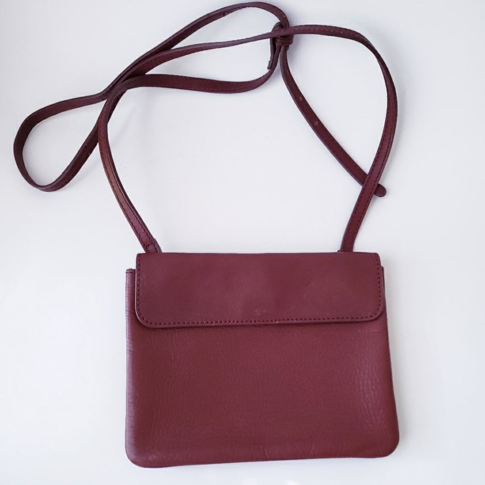 J. Jill Burgundy Leather Crossbody Bag - Picture 1 of 14